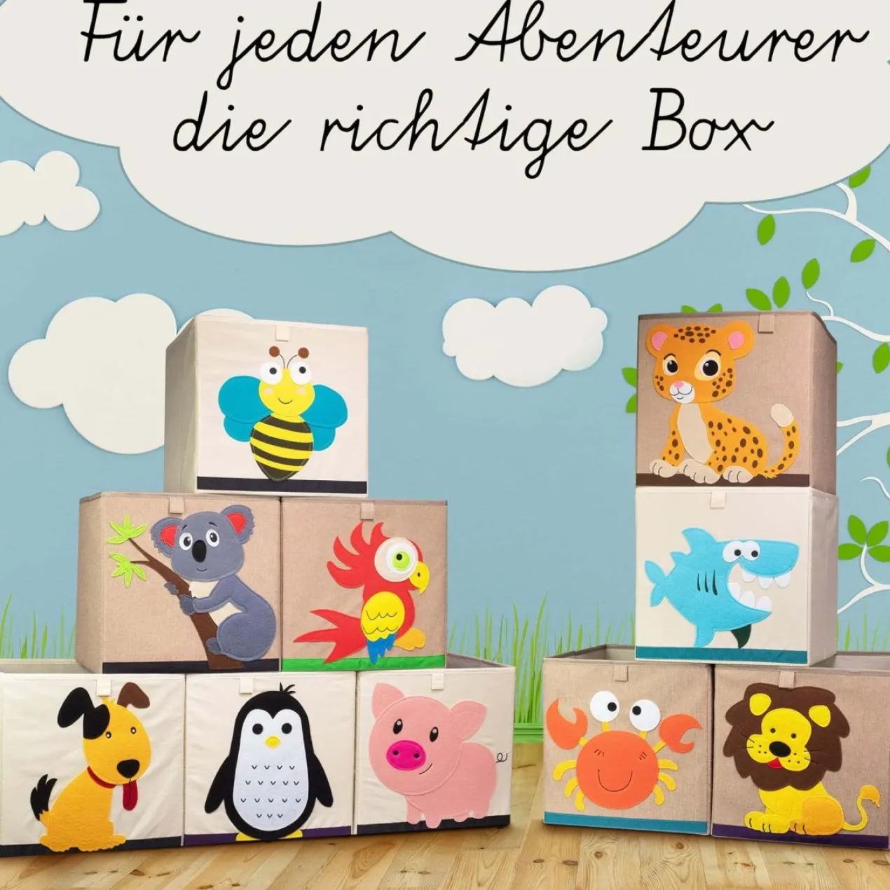 Aufbewahrungsbox Grüner Dino, braun, 33x33x33cm
