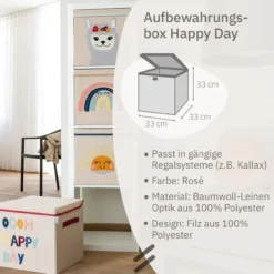 Aufbewahrungsbox mit Deckel Happy Day, 33x33x33cm