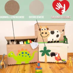 Aufbewahrungsbox mit Deckel, Tiger, beige, groß, 51x36x36cm