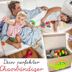 Aufbewahrungsbox mit Deckel, Papagei, beige, groß, 51x36x36cm