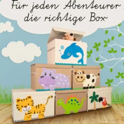Aufbewahrungsbox mit Deckel, Delfin, groß, beige, 51x36x36cm