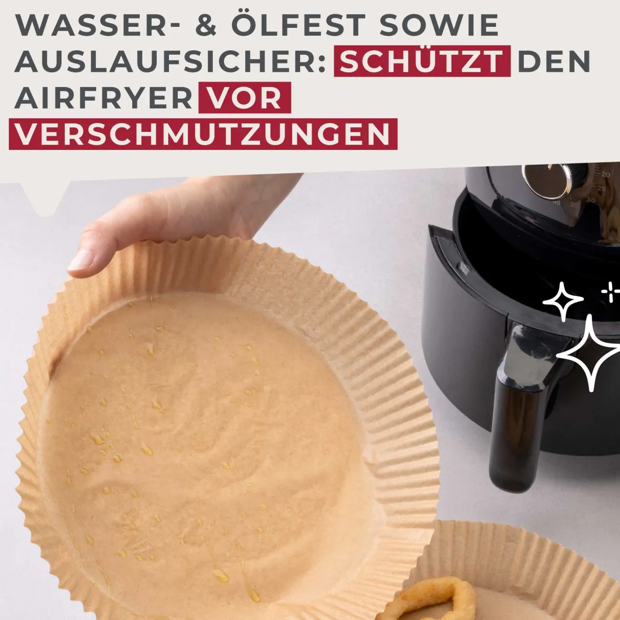 Backpapier für Heißluftfritteuse, rund, Ø20cm, 40 Stk.