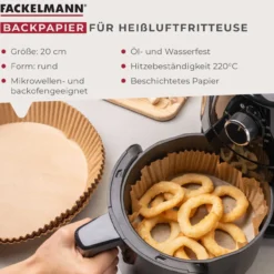 Backpapier für Heißluftfritteuse, rund, Ø20cm, 40 Stk.