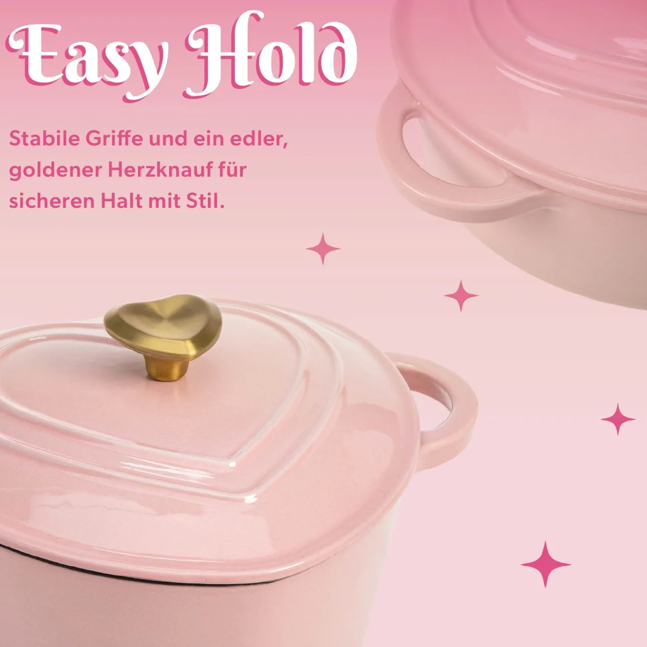 Bräter Herzform, rosa, 1,8L