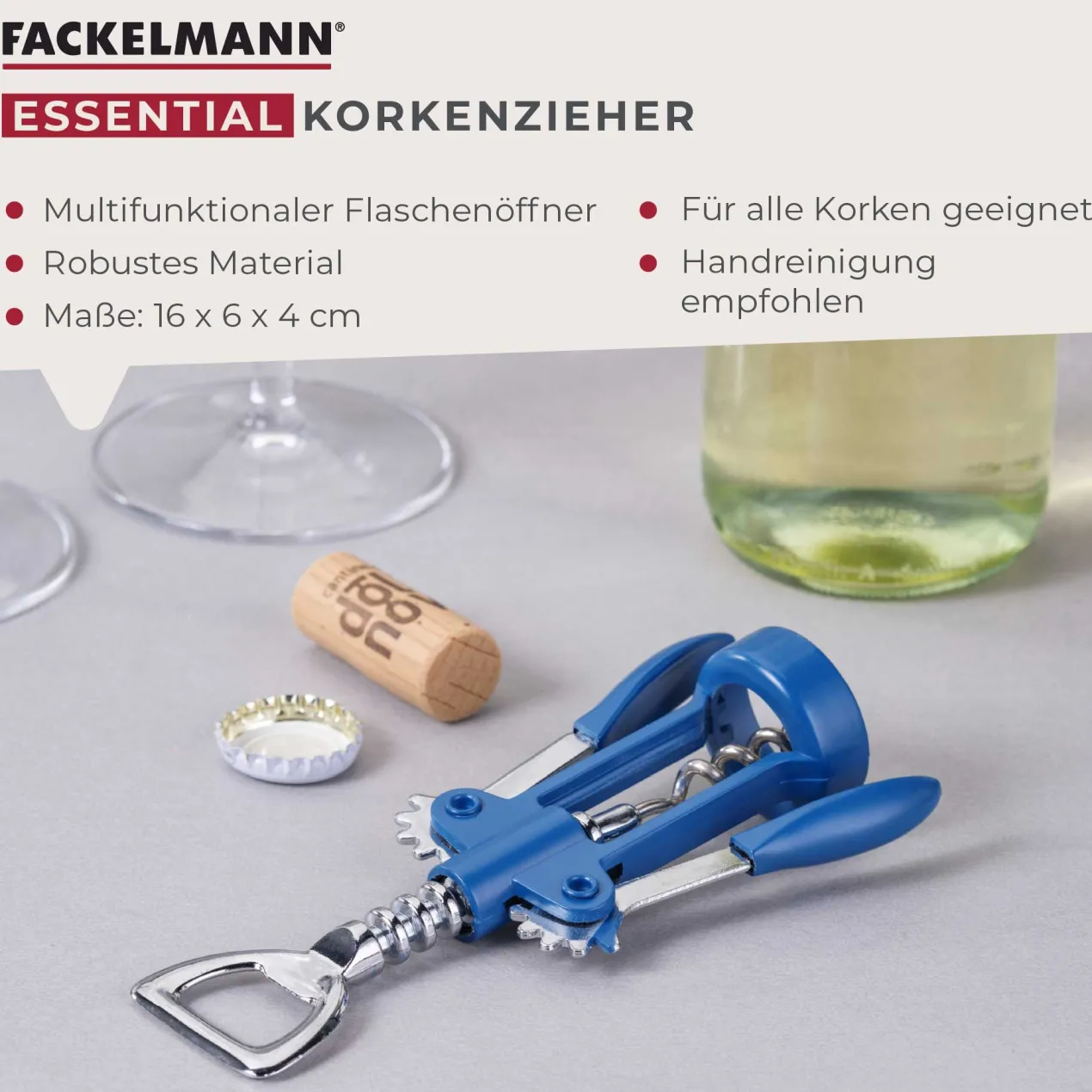 Hebelkorkenzieher Essential, blau
