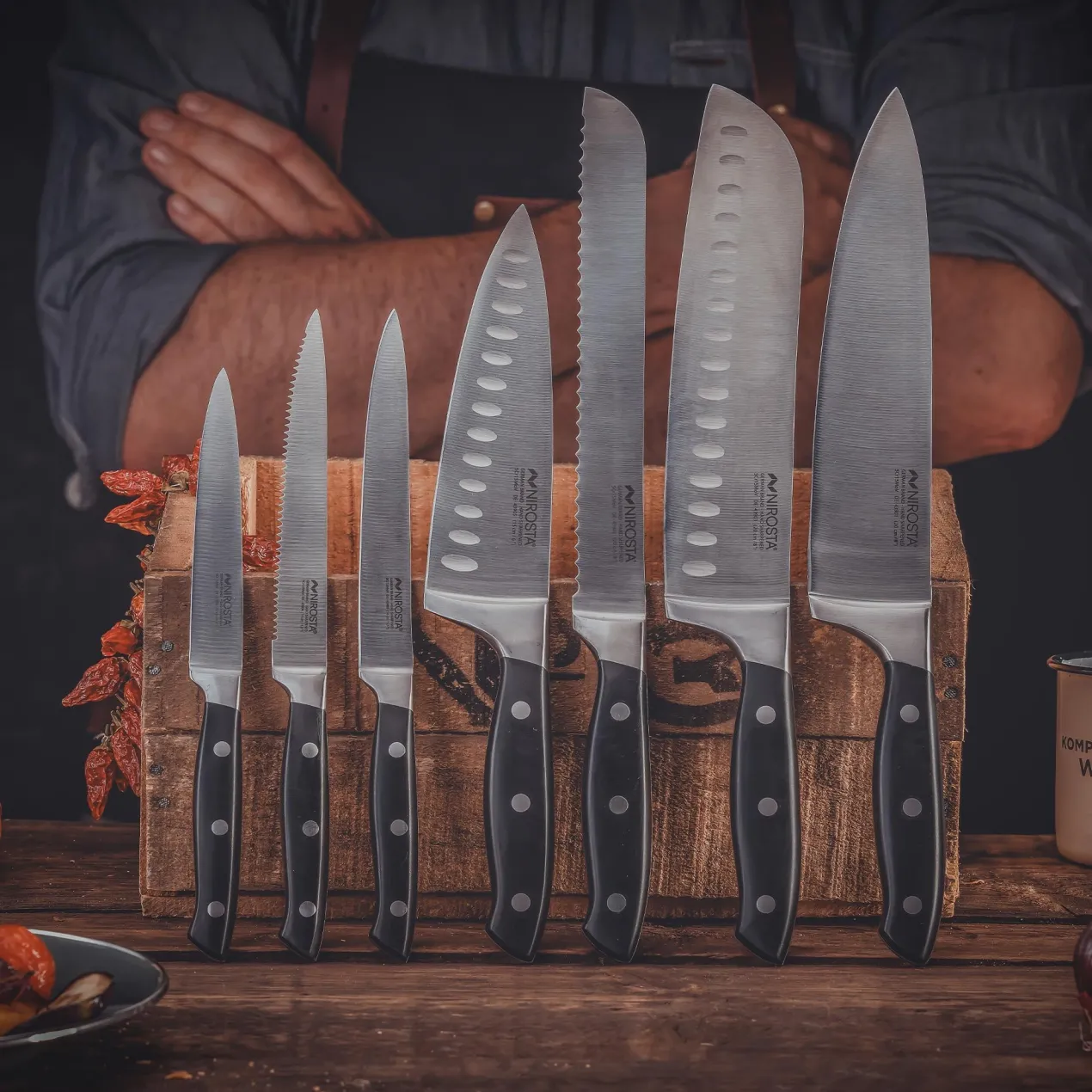Küchenmesser gezahnt Trinity, 14cm Edelstahl-Klinge