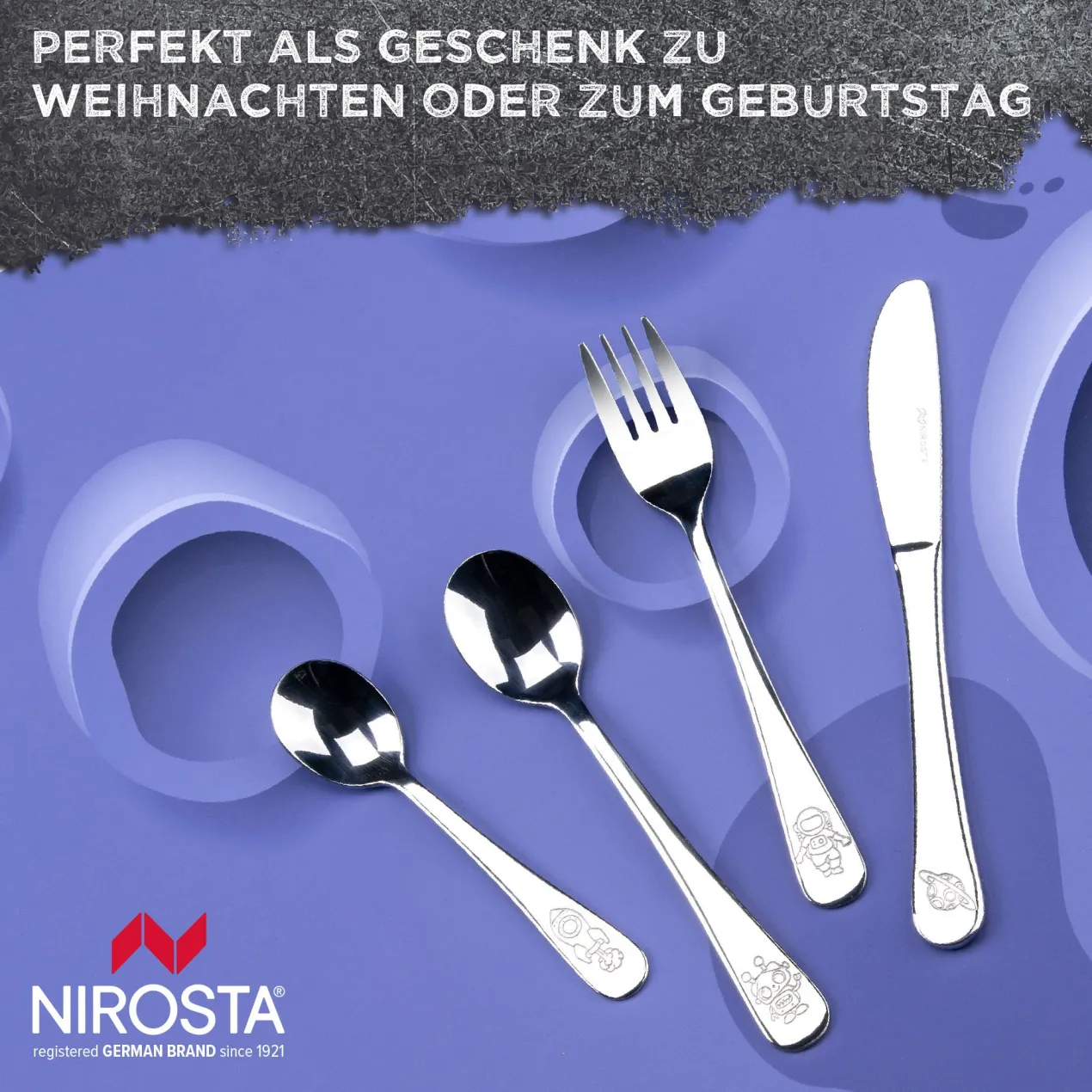 Kinderbesteck-Set "Weltall", 4-teilig