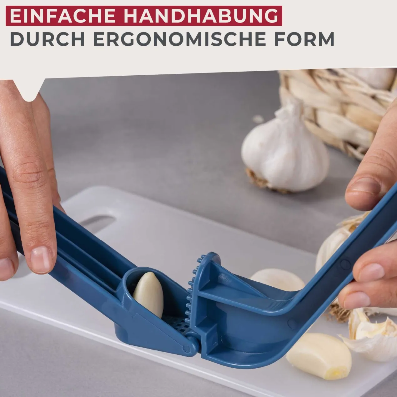 Knoblauchpresse Essential, blau
