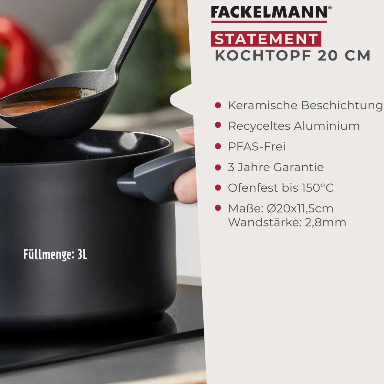 Kochtopf mit Deckel Statement, antihaft, Ø20cm – 20% Rabatt mit Code: COOK20
