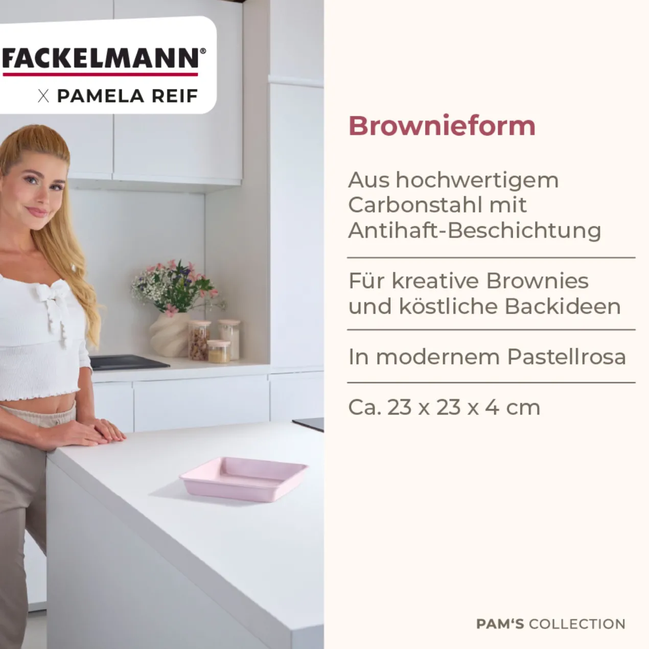 Pamela Reif Backform Brownie Rosa, 23x23cm