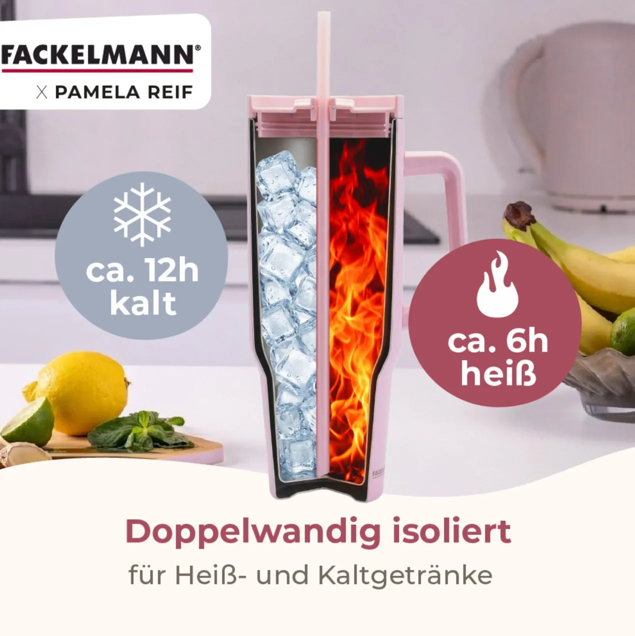 Pamela Reif Thermotrinkbecher Rosa, 1,2L