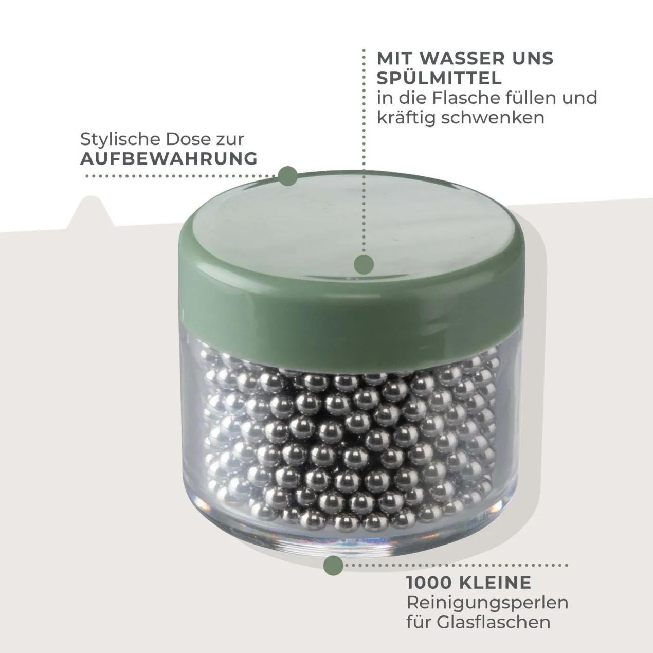 Reinigungsperlen für Flaschen Balance, Edelstahl
