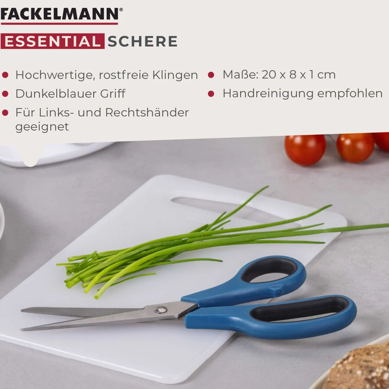 Schere Essential, 19cm, blau