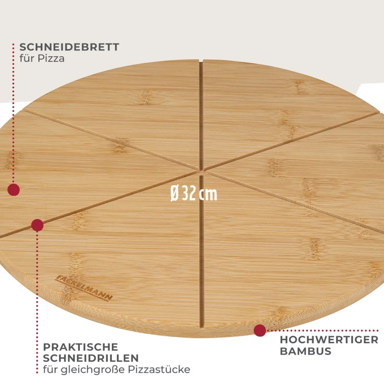 Schneidebrett mit Stückeinteilung, Ø32cm, FAIR
