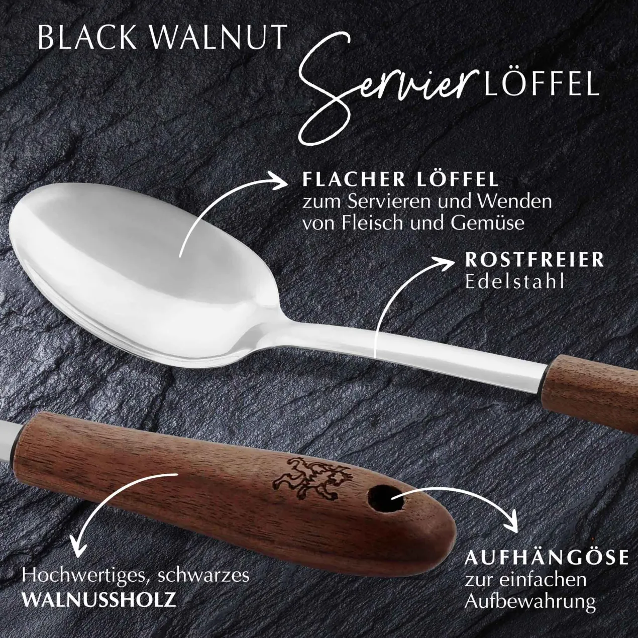 Servierlöffel Black Walnut, 32cm, Walnussholz