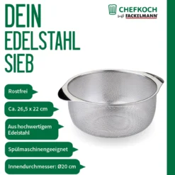 Sieb, Edelstahl, Ø20cm