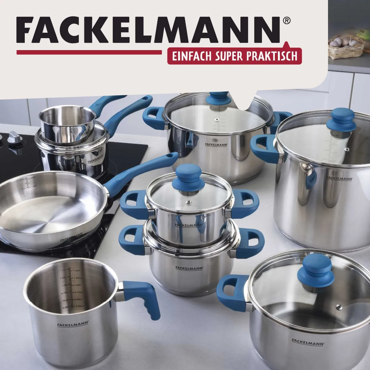 Stielkasserolle Essential, Ø16cm, blau