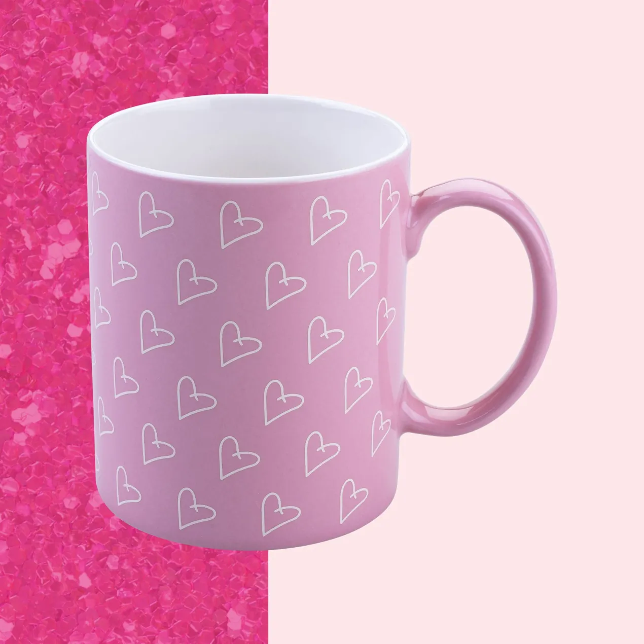 Tasse mit Herzen Pink Weiß, 350ml
