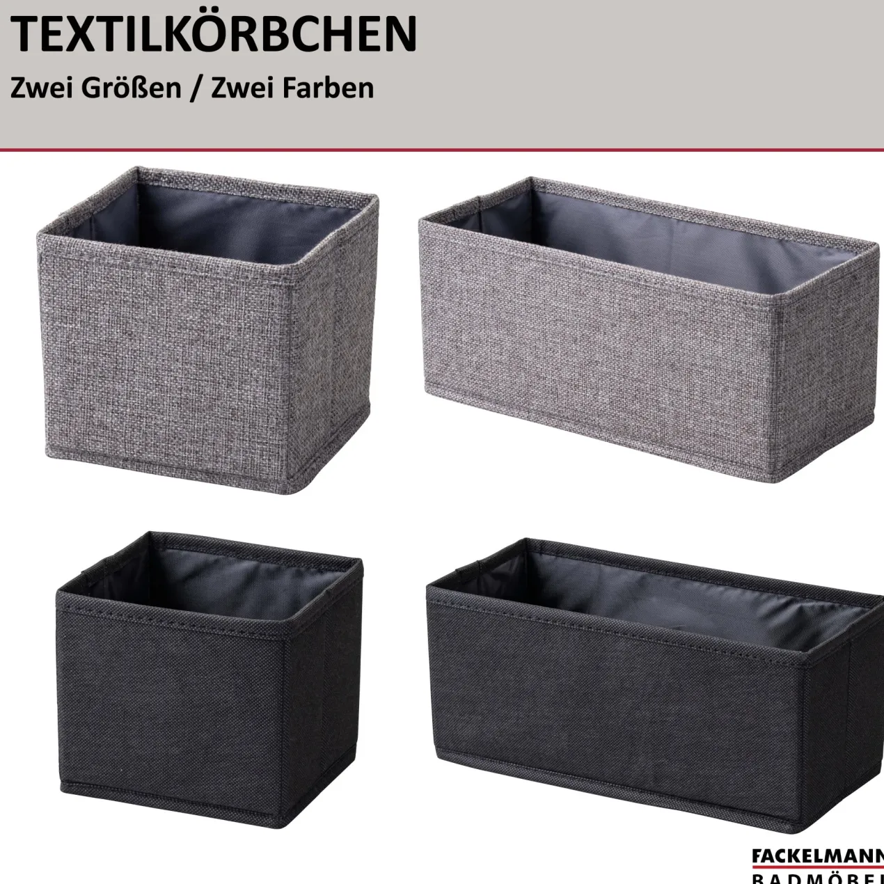 Textilkörbchen 13x12x28 cm, Grau