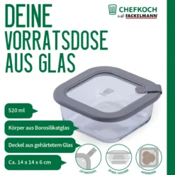 Vorratsdose Glas, eckig, 520ml