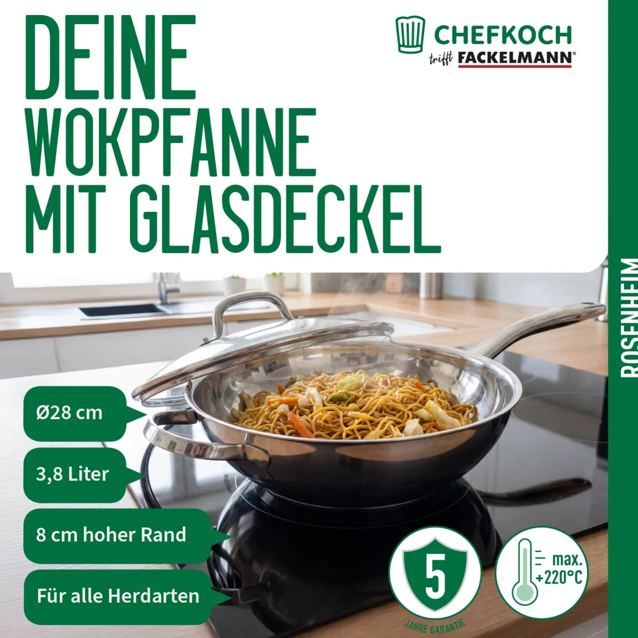 Wokpfanne mit Deckel Rosenheim, Ø28cm